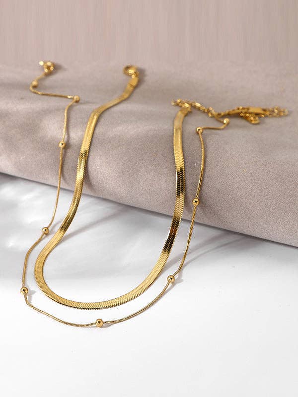 GOLD Double Layered Snake Chain Solid Color Necklaces Accessories for wholesale on Faire2