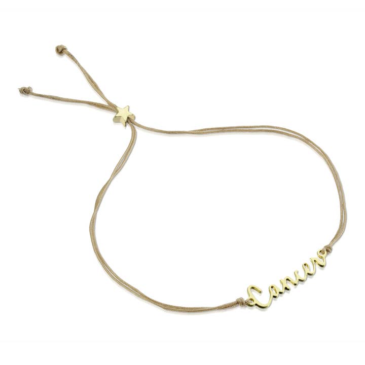 Lucky Feather – Engroshandel Armbånd med vedhæng – Stjernetegn Cord Armbånd Guld - CANCER - 21. juni - 22. juli