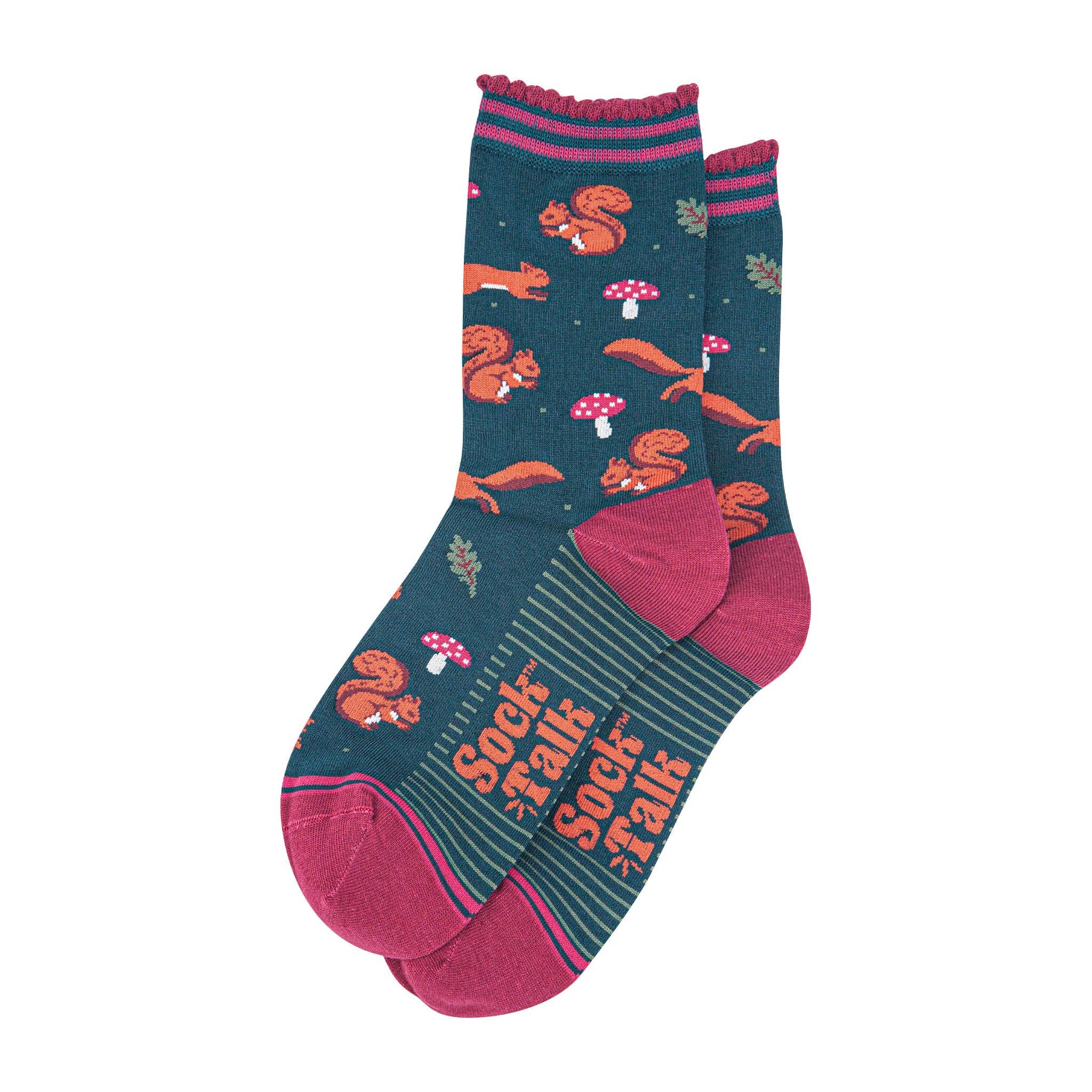 Sock Talk - Wholesale Socks - Women's - Women's Bamboo Socks - Green/Berry, Squirrel and Toadstool2