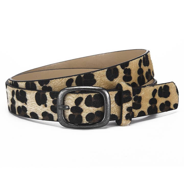 Fashionable day-shaped buckle leopard print belt for wholesale by Lily Clothing