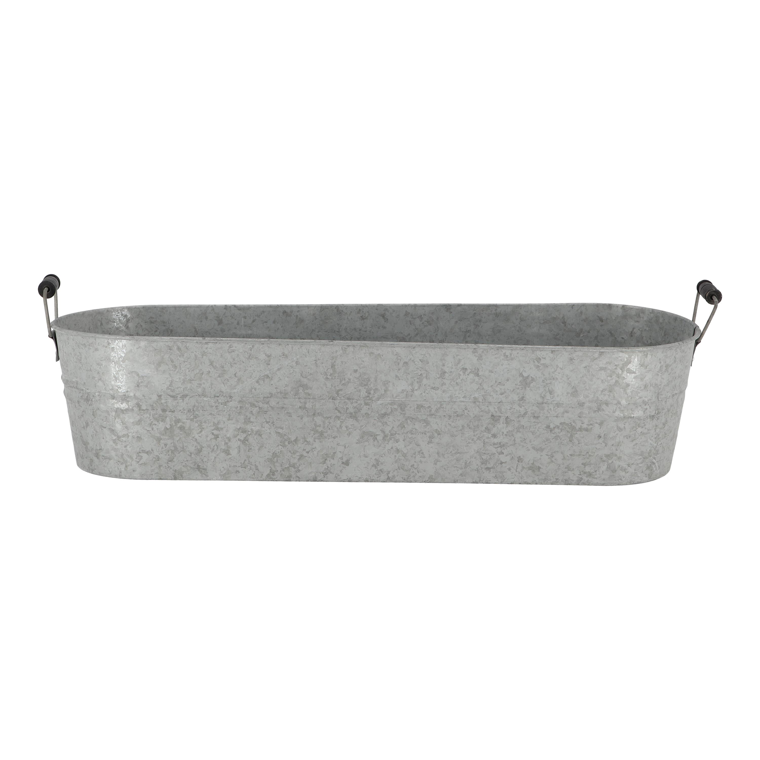 Esschert Design USA - Wholesale Decorative Tray - Old Zinc Long Oval Tray w/Handles, 8.05 L2