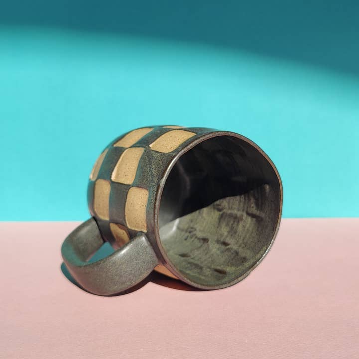 Osso Ceramics - Wholesale Coffee Mug - Checkerboard Mug in Matte Black2