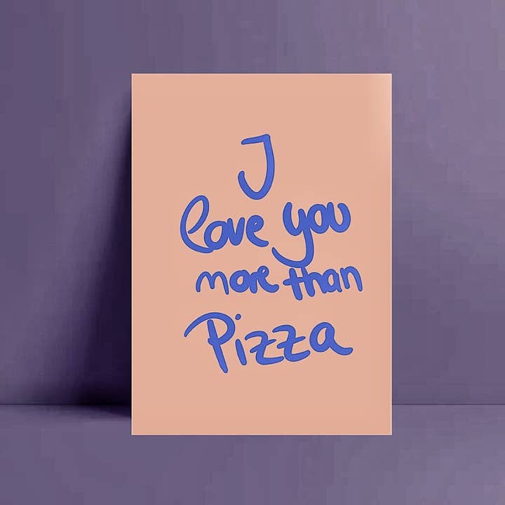 Ute Arnold / Hej.Ibiza - Wholesale Postcard - Postcard * I Love You More than Pizza*