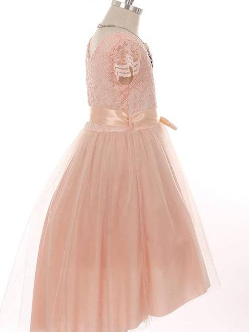 iGirlDress - Wholesale Dress - Kids - Cap Sleeve Floral Lace High Low Tulle Special Occasion Dress6