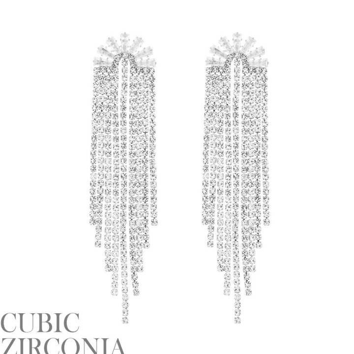 27899 - g rs cz baguette tassel ear-Gold for wholesale by Western Fashion