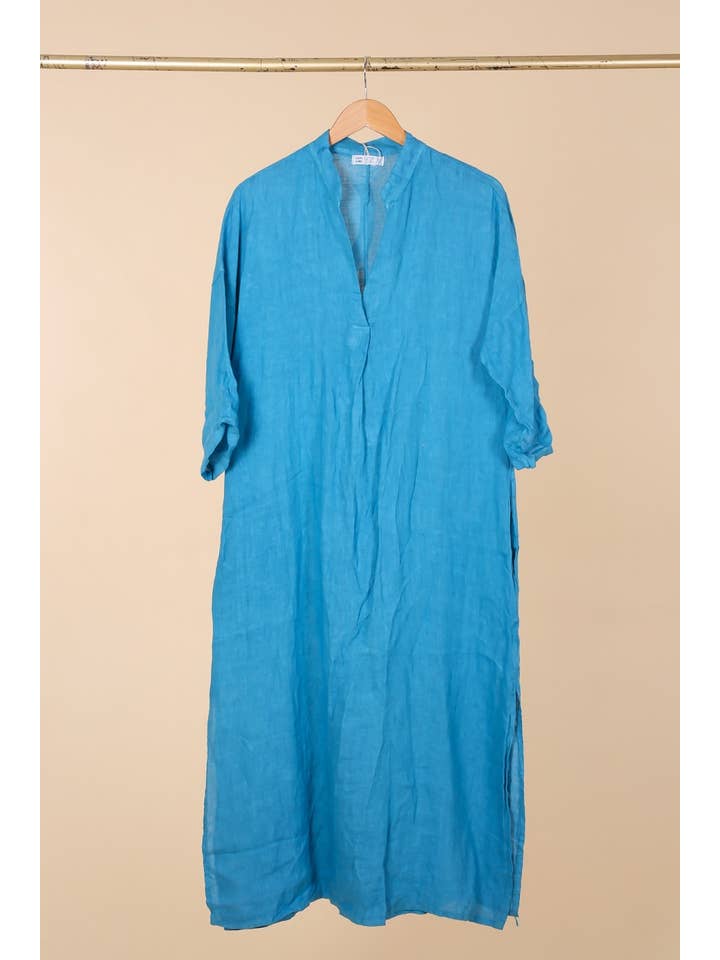 la maison des fibres naturelles – wholesale Klänning - Dam – Lång klänning med tunisisk krage 29340 i 100 % linne10