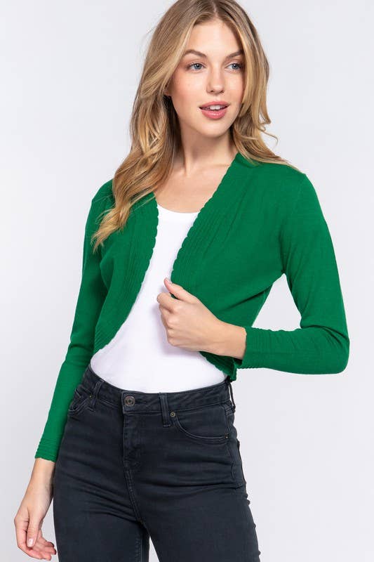 Vanilla Monkey - Vente Cardigan – femme - Pull long en soie avec finition festonnée - Boléro4