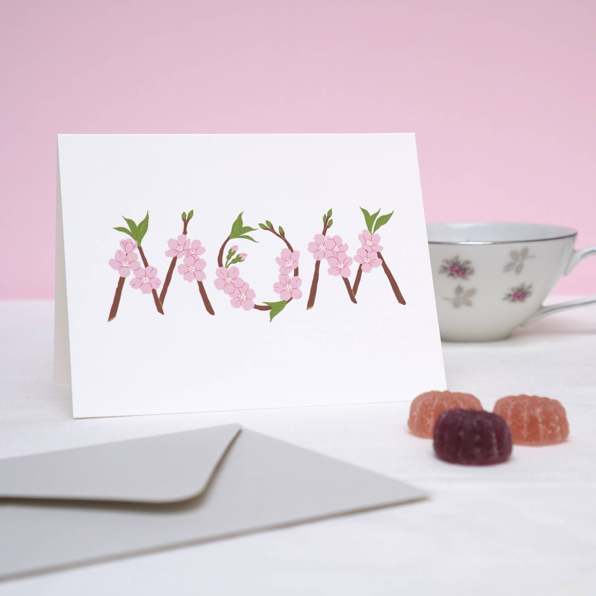 Cosmic Emigre - Vente Carte pour la fête des Mères - Carte de vœux Maman Fleurs de cerisier1