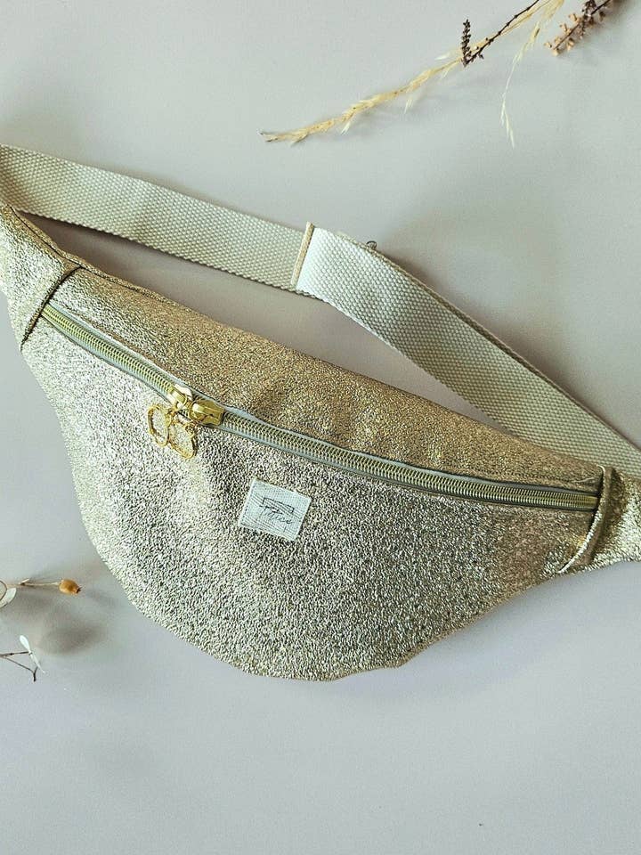 Pochete de couro sintético dourado artesanal por atacado de Atelier Tatice