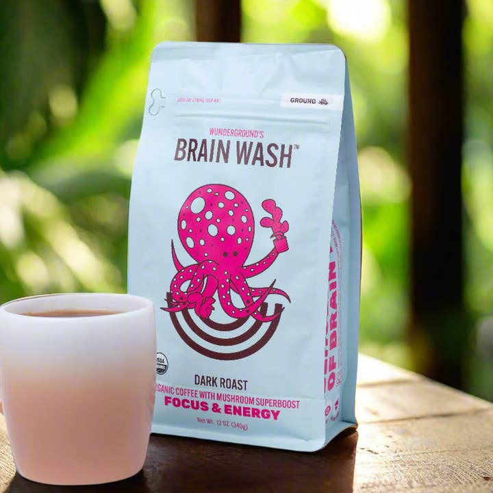 Brain Wash Dark Roast Coffee (12 oz Bag) for wholesale by Wunderground