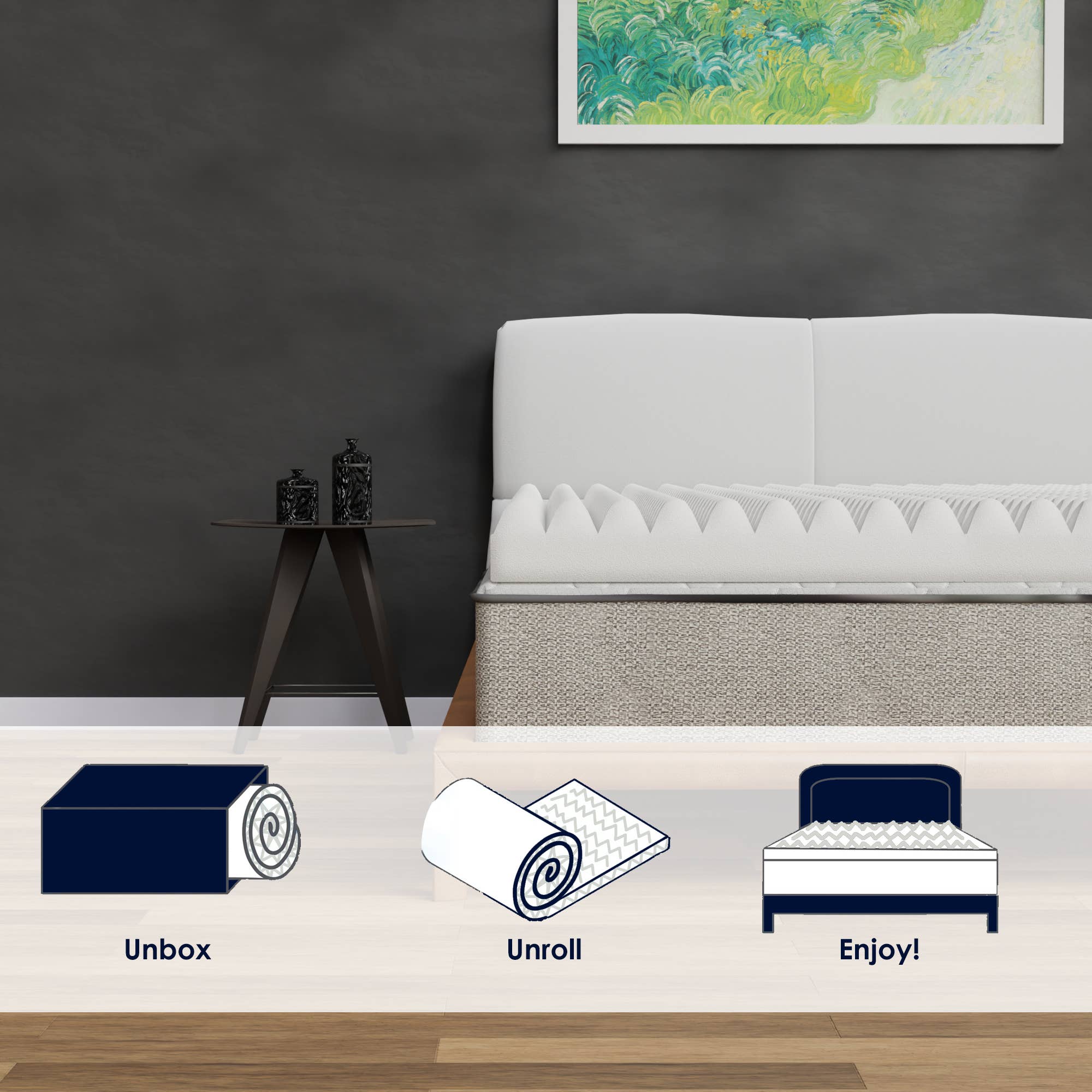 White 3-inch Convoluted Egg Shell Foam Mattress Topper for wholesale on Faire4