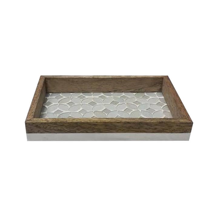 nu steel - Venta al por mayor Platitos para jabón de baño - Jabonera Trillium en mosaico nacarado y madera