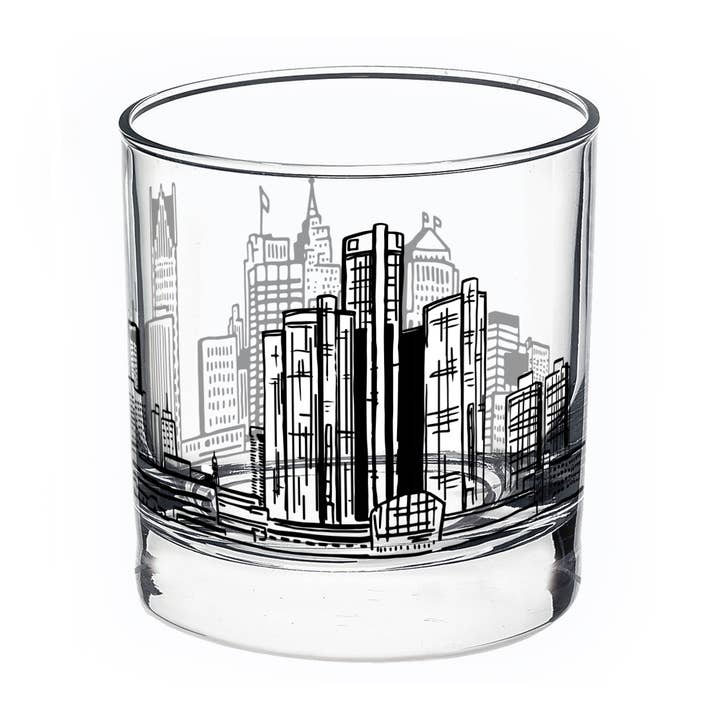 Verre Detroit Skyline Rocks pour la vente par City Bird