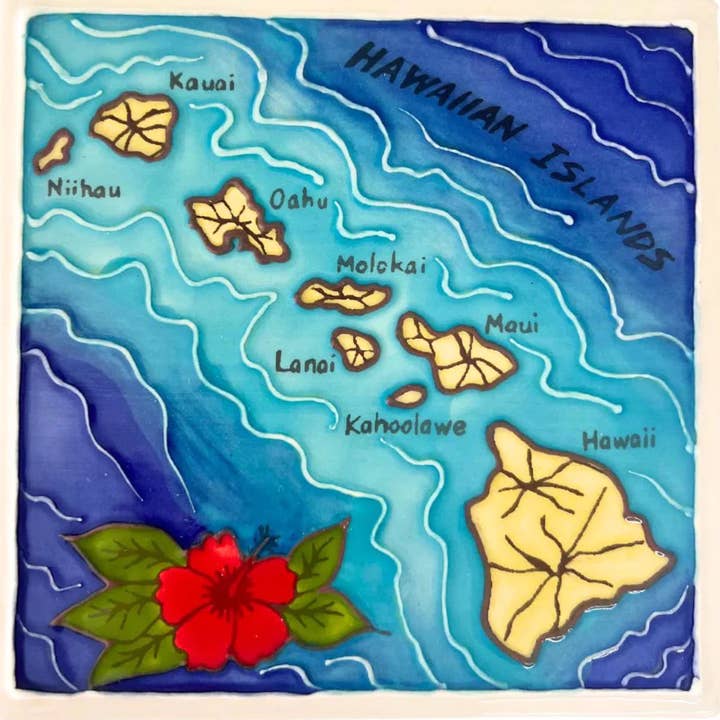 Carreau de la chaîne d'îles hawaïennes 6" pour la vente par Banana Patch Studio