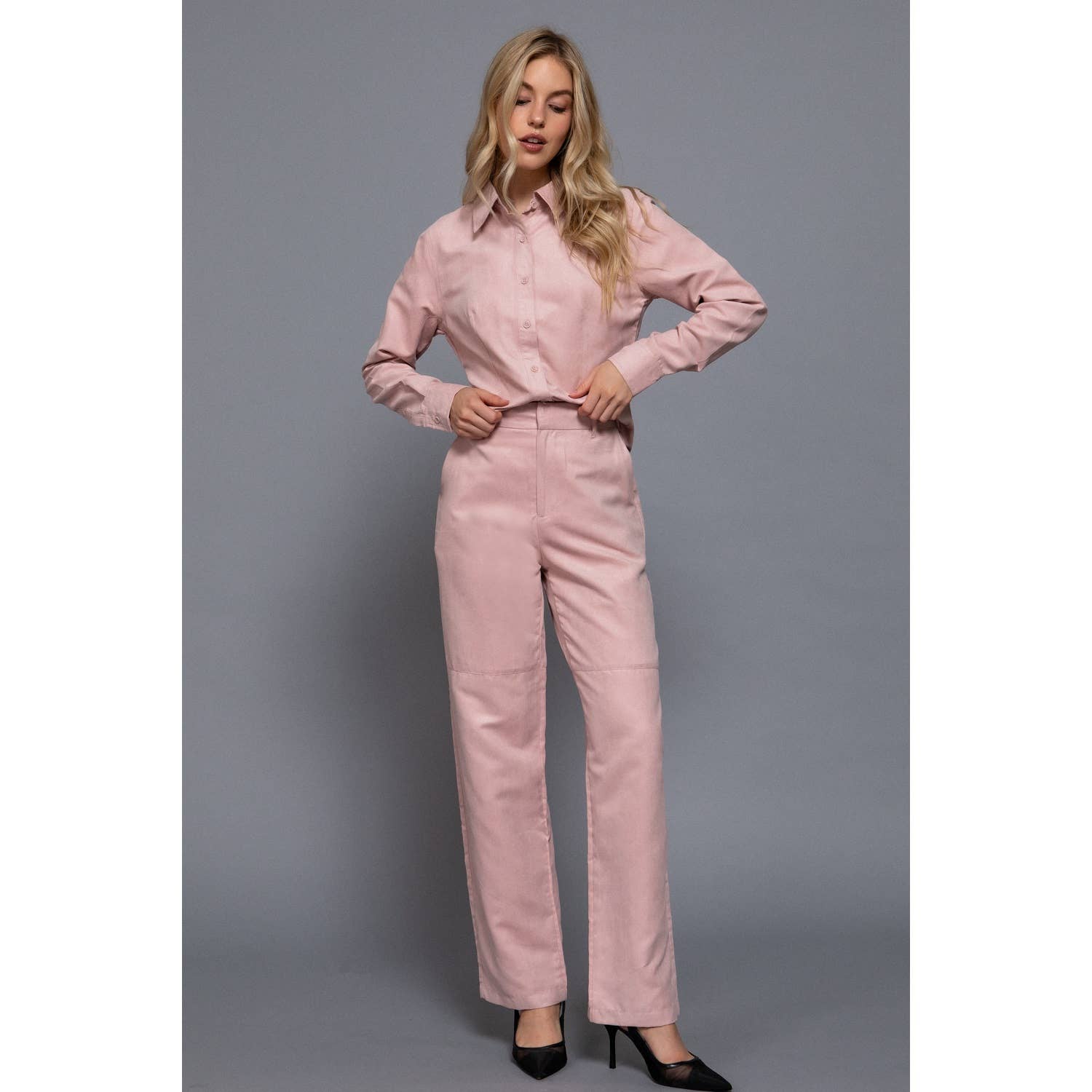 HiteJeans - Vente Pantalon – femme - PANTALON TISSÉ À JAMBES DROITES EN FAUX DAIM8