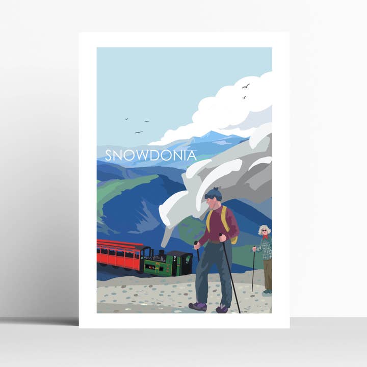 SNOWDONIA WALKERS WALES PRINT for wholesale by Betty Boyns Designs