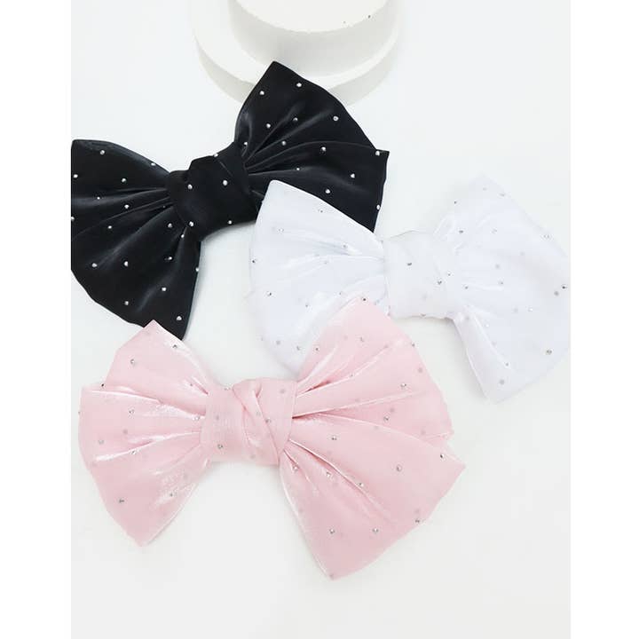 MIX COLOR Stud Detail Shiny Bow Clips for wholesale on Faire0