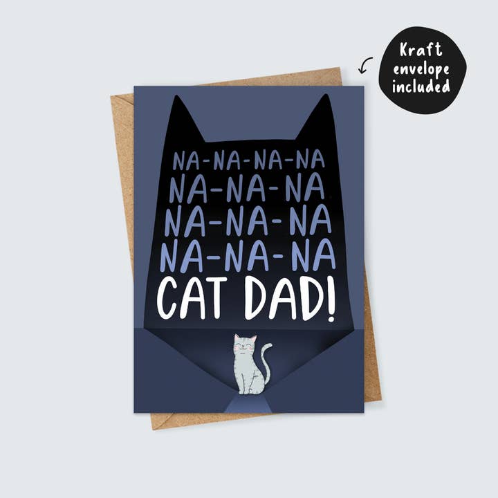 Inky in the Wild - Wholesale Father's Day Card - Batman Theme Cat Dad Card2