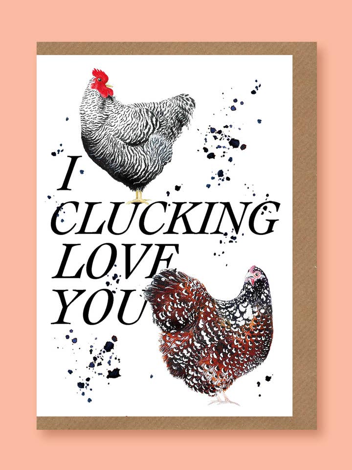 I Clucking Love You card for wholesale by studio frewb