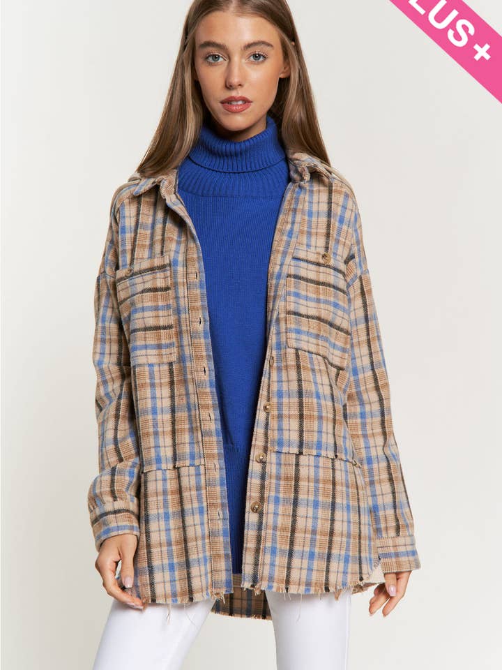 BLOUSON-VESTE À CAPUCHE À CARREAUX ET À CARREAUX PLUS pour la vente par Davi & Dani