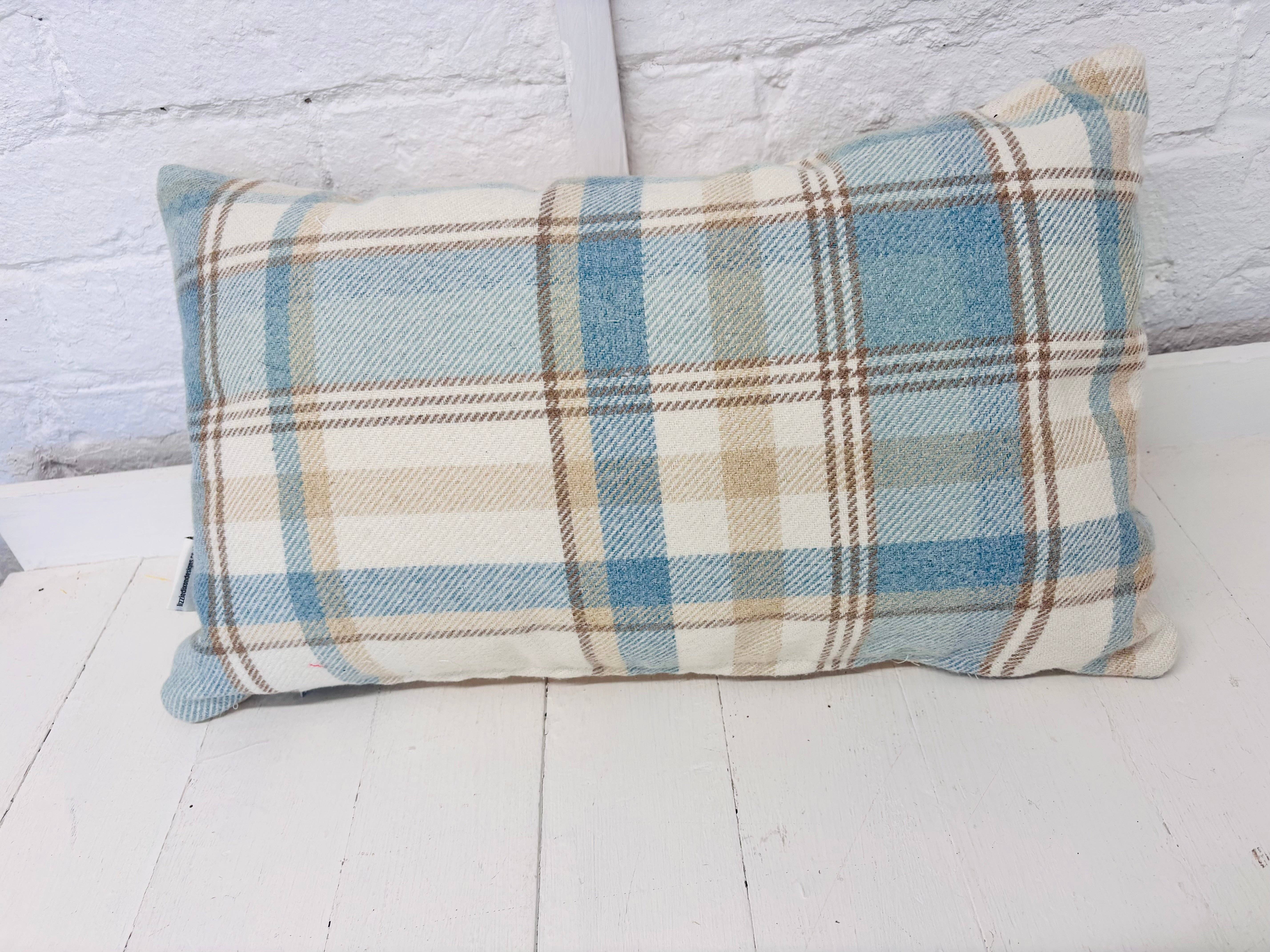 Lizzie Dixon Designs – wholesale Throw/decorative pillow – Highland Cow Cushion- Skye Blue wool Long Cushion4