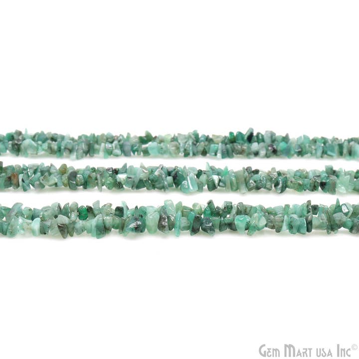 GemMartUSA - Vente Perle - Perles en éclats d'émeraude, fil de pierres précieuses naturelles percées, 34 pouces1