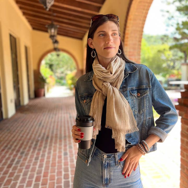 Humble Hilo - Wholesale Scarf - Women's - Humble Hilo Cumulus 100% Cotton Scarf Center Stripes26