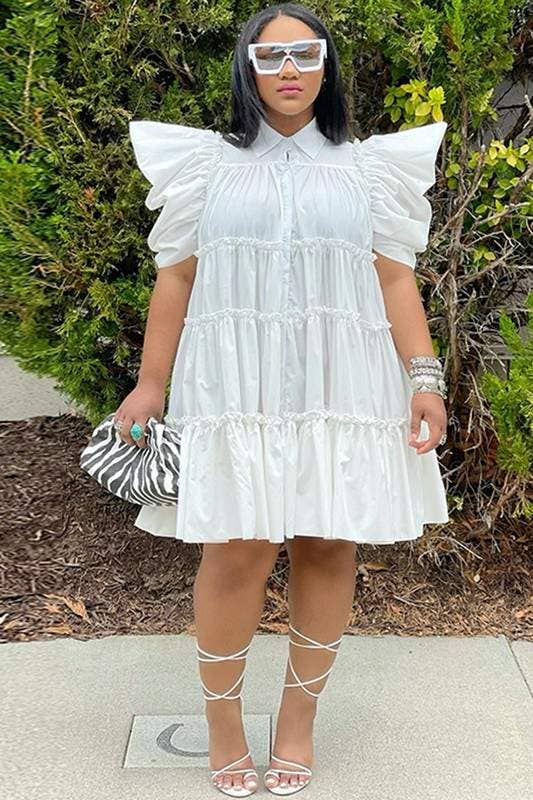 Flarix - Wholesale Dress - Women's - puff sleeve bobydoll mini dress2