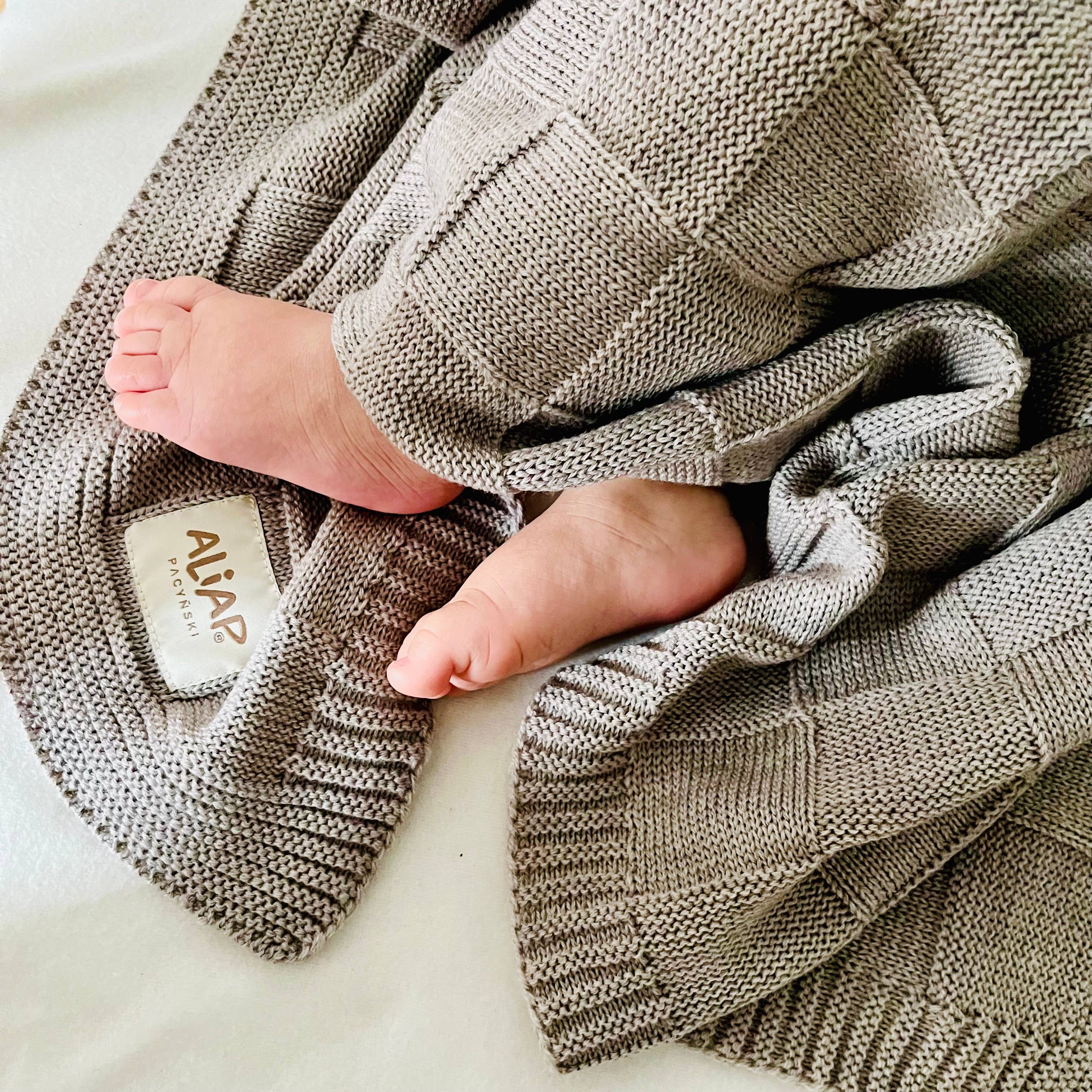 ALIAP - Wholesale Bedding Blanket - Kids & Baby - 100% Merino Wool Blanket Chessboard Knit 5004W6