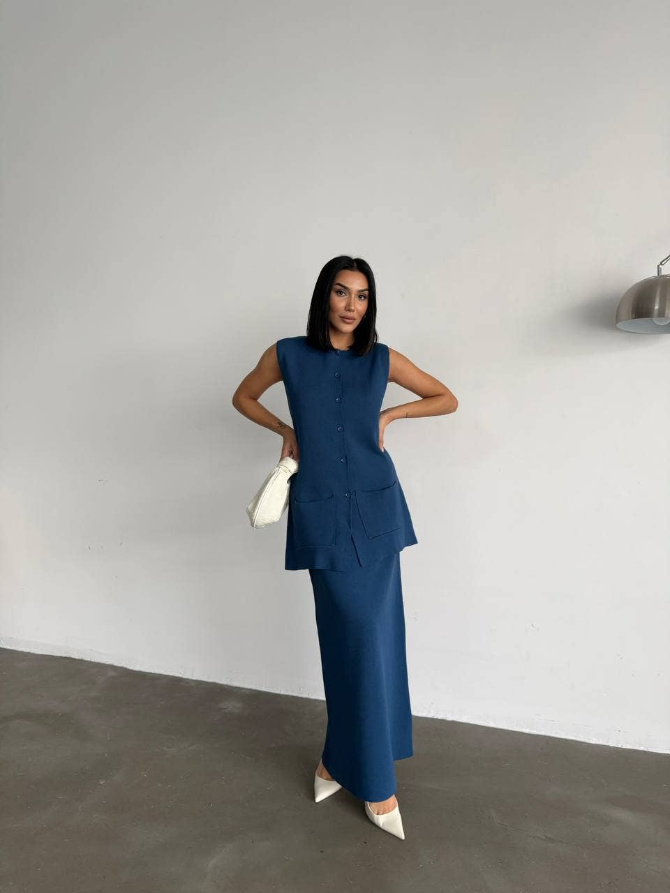 Design company-Fatma Balkir - Venta al por mayor Conjuntos de top y falda - Mujer - Conjunto de falda larga de punto y blusa sin mangas1