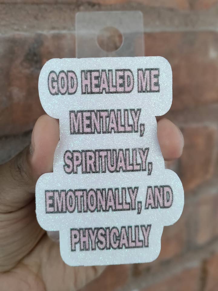 GOD Healed Me Glitter Sticker for wholesale by MadeByHBK