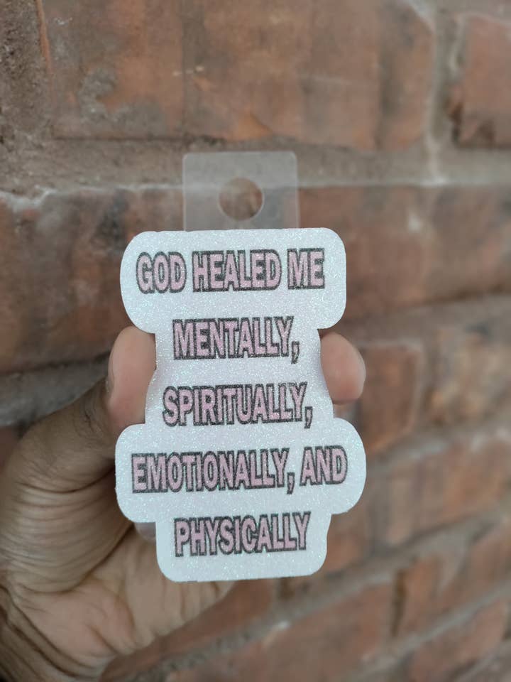 GOD Healed Me Glitter Sticker for wholesale by MadeByHBK