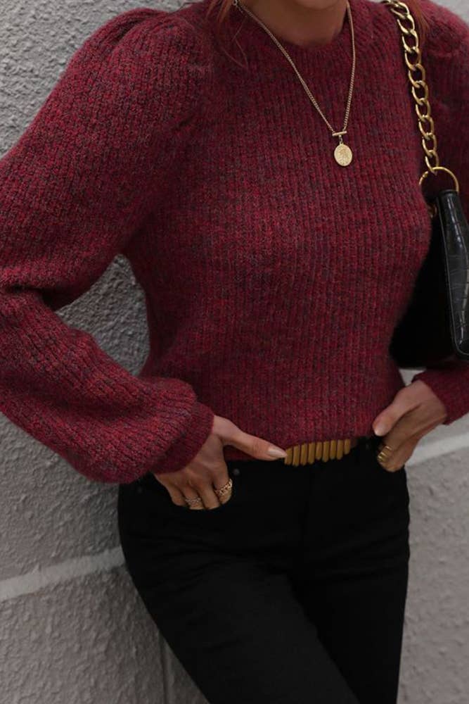 UNISHE - Wholesale Knit Sweater - Women's - Plain Puffy Sleeves Pullover Sweaters MY0199