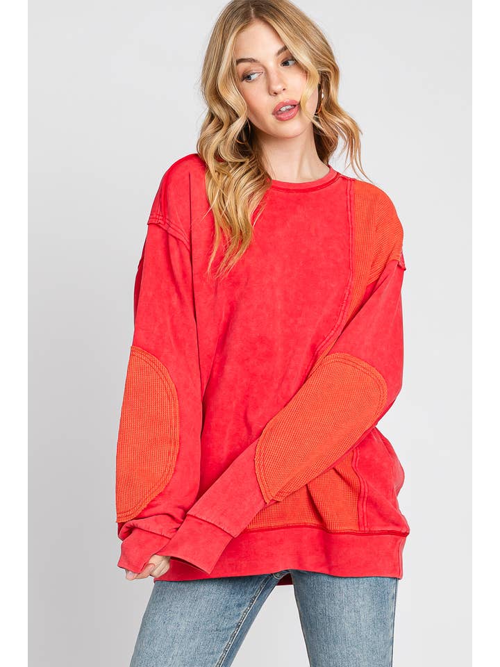 Sewn and Seen - Wholesale Sweatshirt - Women's - GAME DAY MINERAL WASH FRENCH TERRY VINTAGE PATCH TOP  14