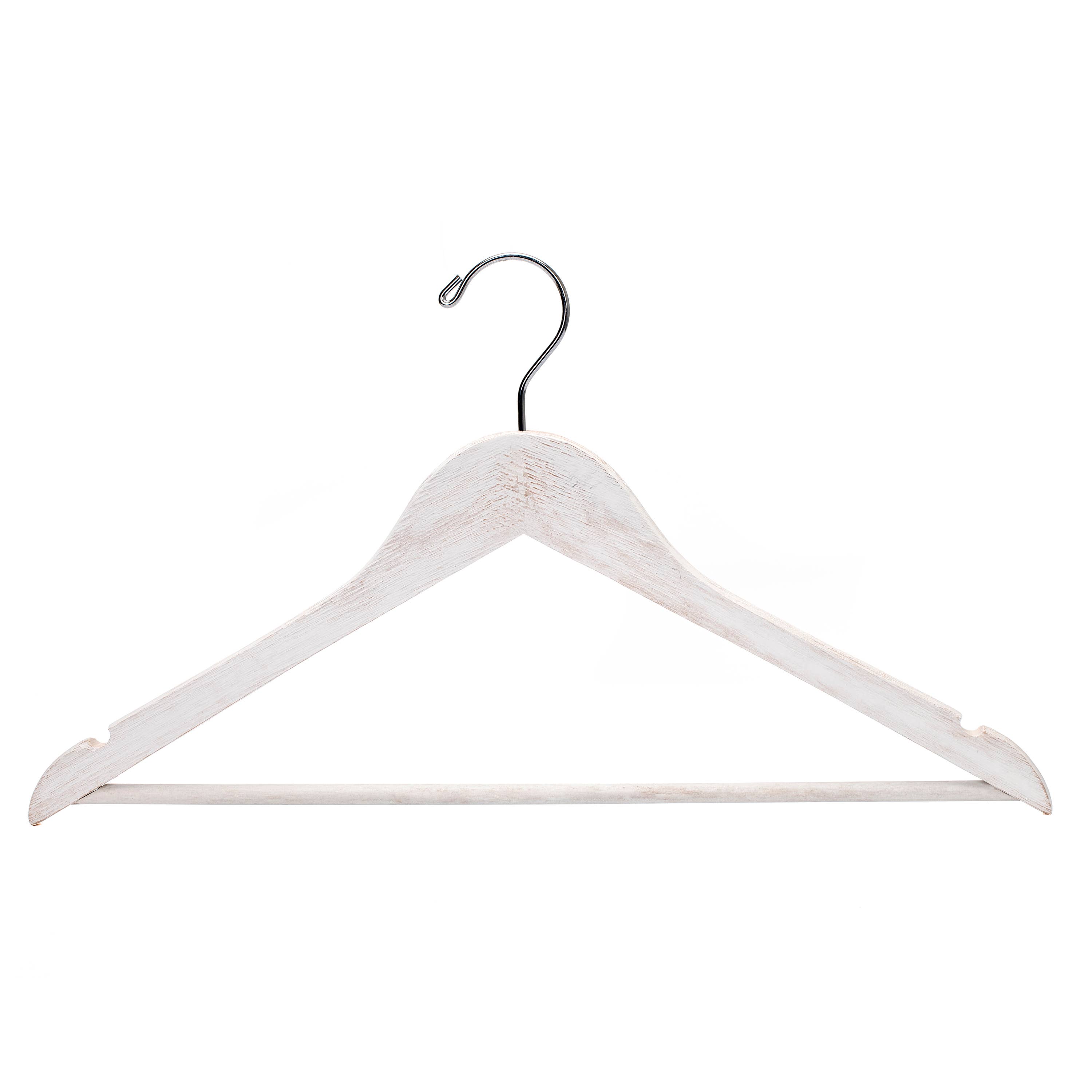 Quality Hangers – Großhandel Kleiderbügel – WV40 - Weißer rustikaler Vintage-Holzkleiderbügel, 44,5 cm - 80 Stück6