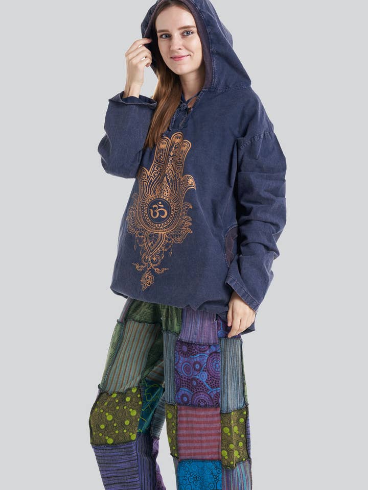 Felpa unisex con mano di Hamsa (TH-1434PK) per la vendita all'ingrosso da parte di Kathmandu Imports