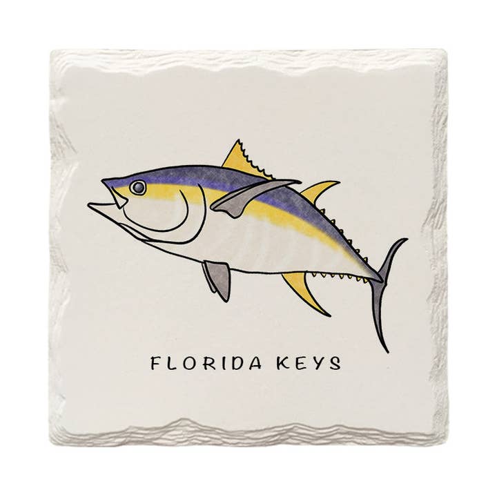 Customizable Tuna Fish Doodle | Drink Coaster | Absorbent Ridged Ceramic for wholesale by Mill Wood Art