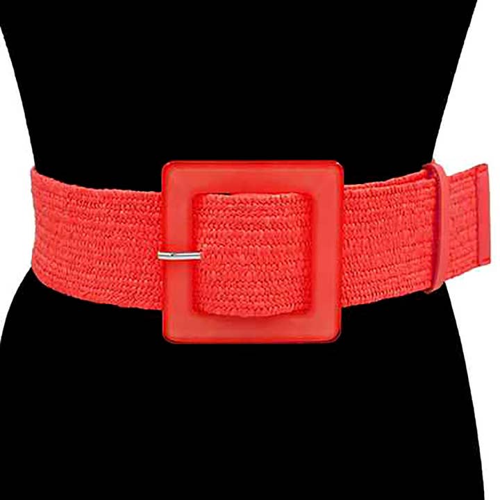Sensibling Corp. - Wholesale Belt - Women's - Resin Square Buckle Accent Raffia Adjustable Belt26