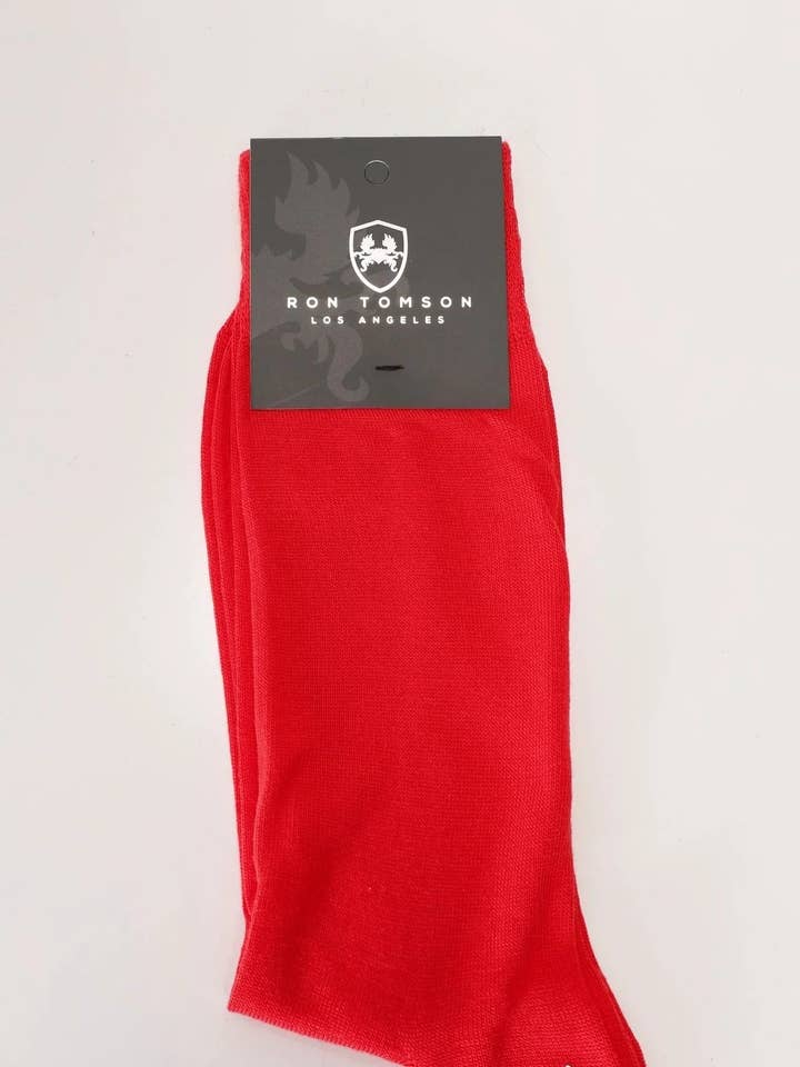 Calcetín rojo liso para hombre para venta al por mayor de Ron Tomson