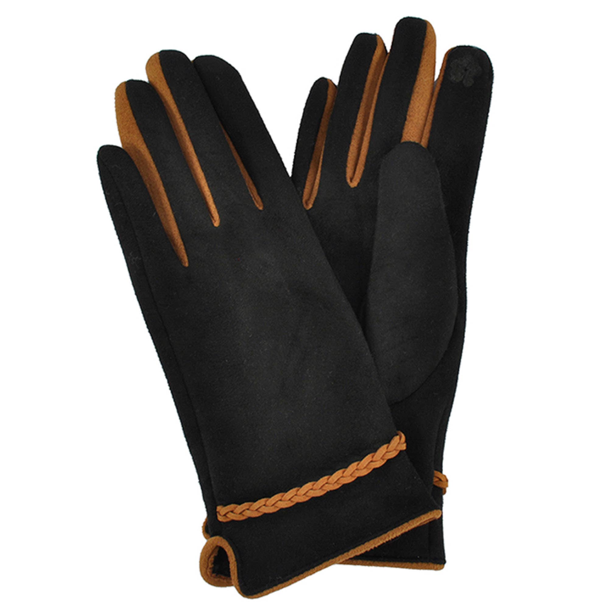 anbfashion - Wholesale Gloves - Women's - BRAIDED BAND SUEDE SMART GLOVES MG-00660