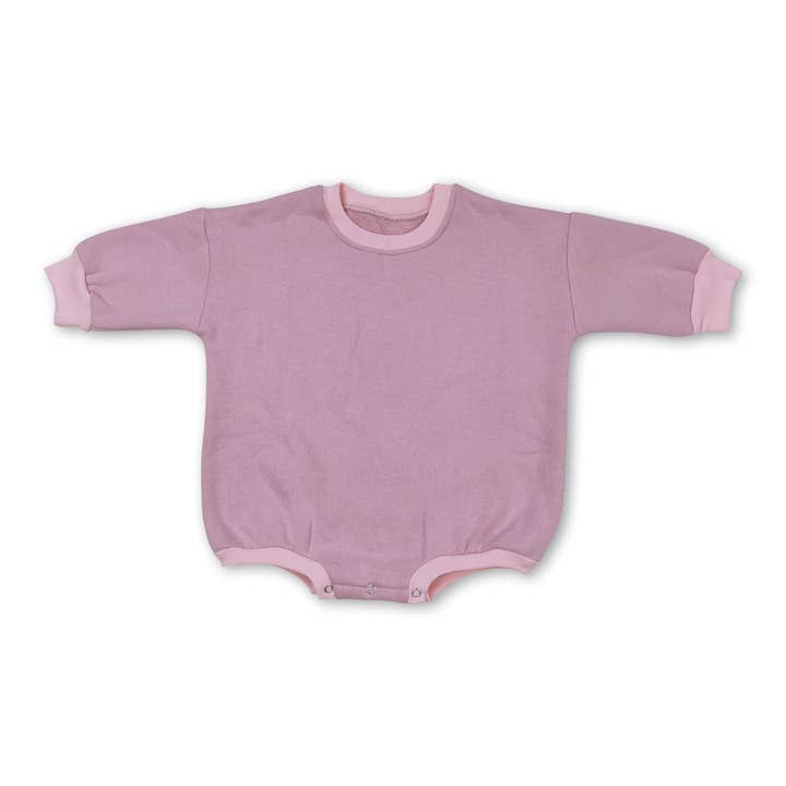 Dark pink cotton long sleeves baby sweat romper for wholesale by Yawoo Garments
