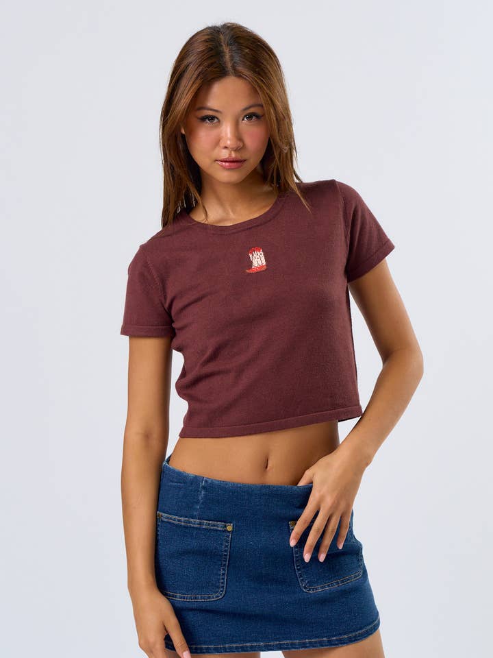 Baby Tee with Cowboy Boot Graphic for wholesale by Blue Blush