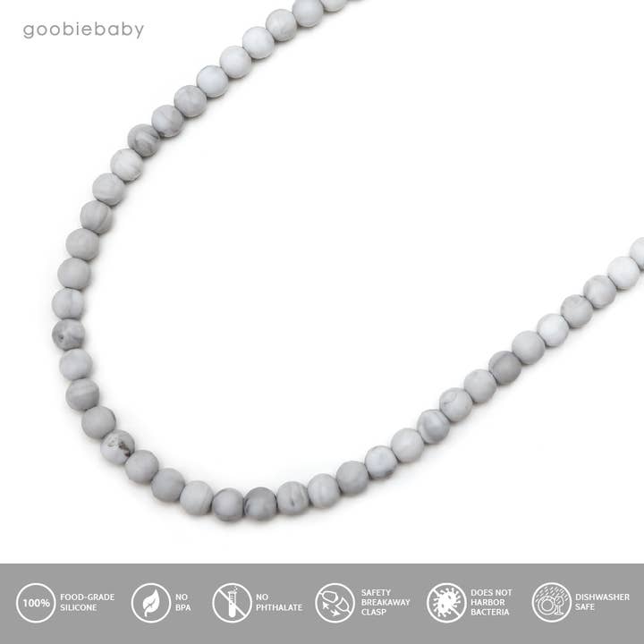 Goobie Baby – wholesale Tandsprickningshalsband - Baby – Zoe Teething Halsband - Marmor3