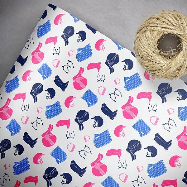 Equestrian Girl Gift Wrap (Pink & Blue) for wholesale by Loralee Lewis