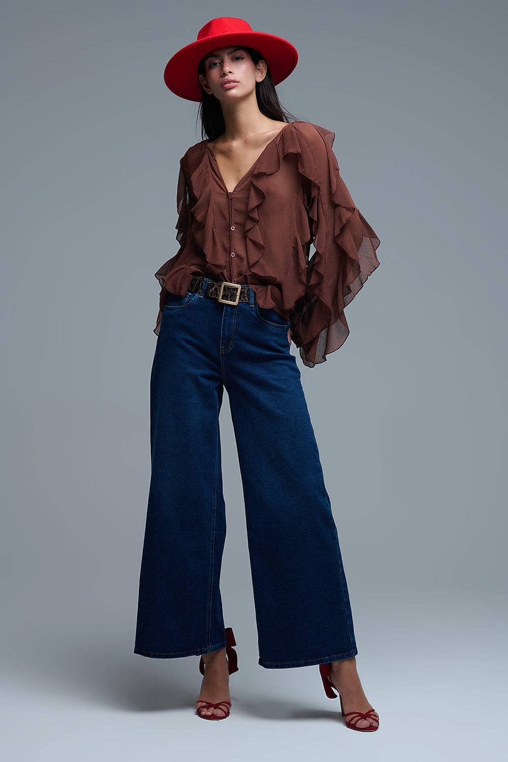 Basic Stretch Jeans with Wide Leg in Deep Blue for wholesale on Faire3