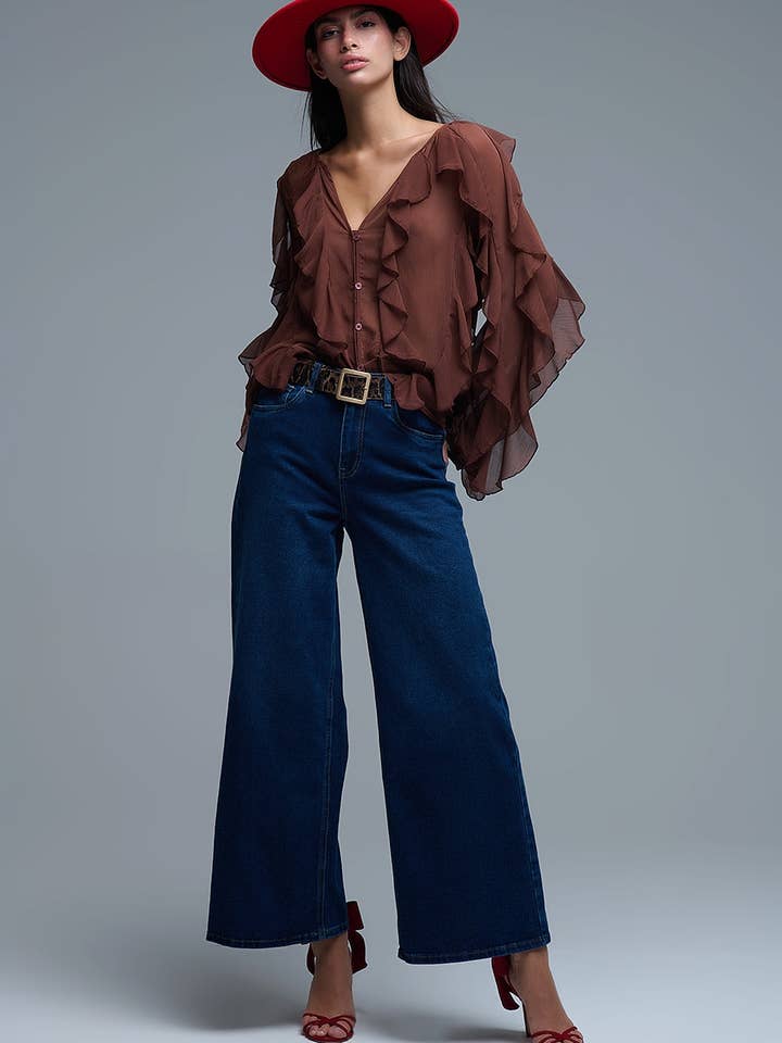 Basic Stretch Jeans with Wide Leg in Deep Blue for wholesale on Faire3