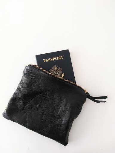 Svart läderresväska för pass för wholesale av NKHenry