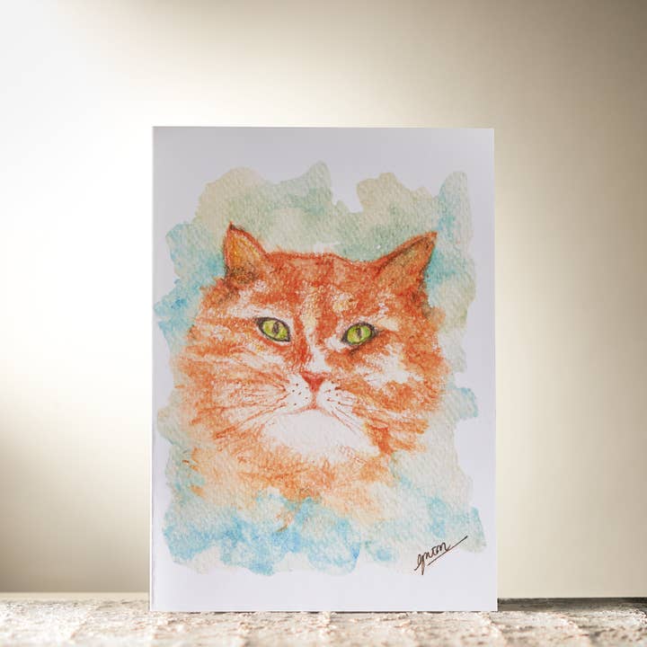 Watercolour Cat Card by Guan for wholesale by HomeLess Made