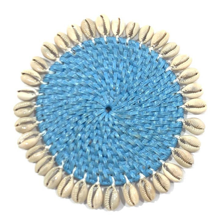 Dewi Lifestyle - Wholesale Coasters - Rotan coaster with cowry shells3