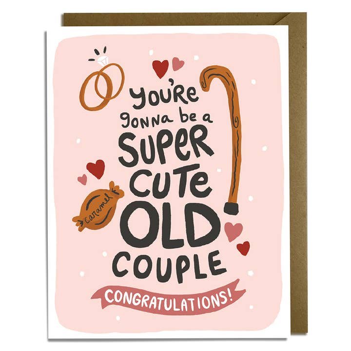 Cute Old Couple - Funny Wedding Card for wholesale by Kat French Design